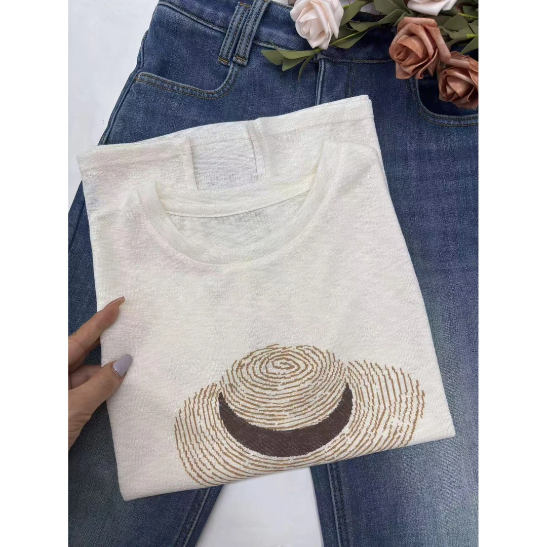 【玉姐家】草帽麻花辫提花飞袖圆领上衣 新选f1138 J09254