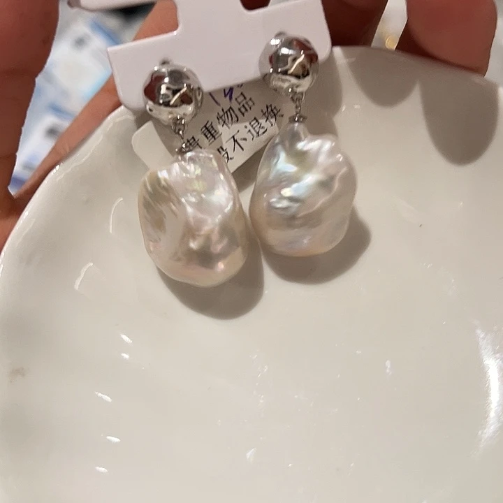 银S925镶嵌淡水珍珠耳饰