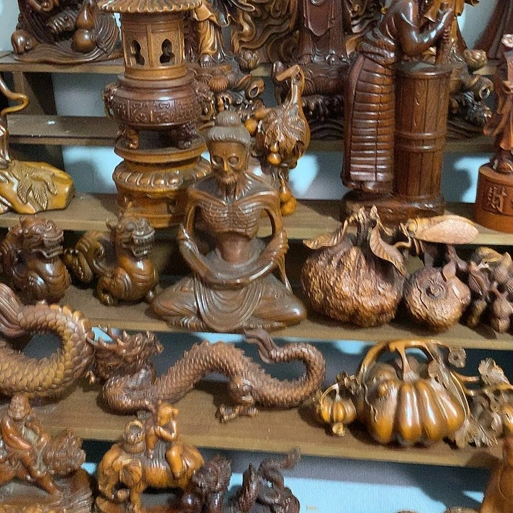 黄杨木欢**益寿星摆件