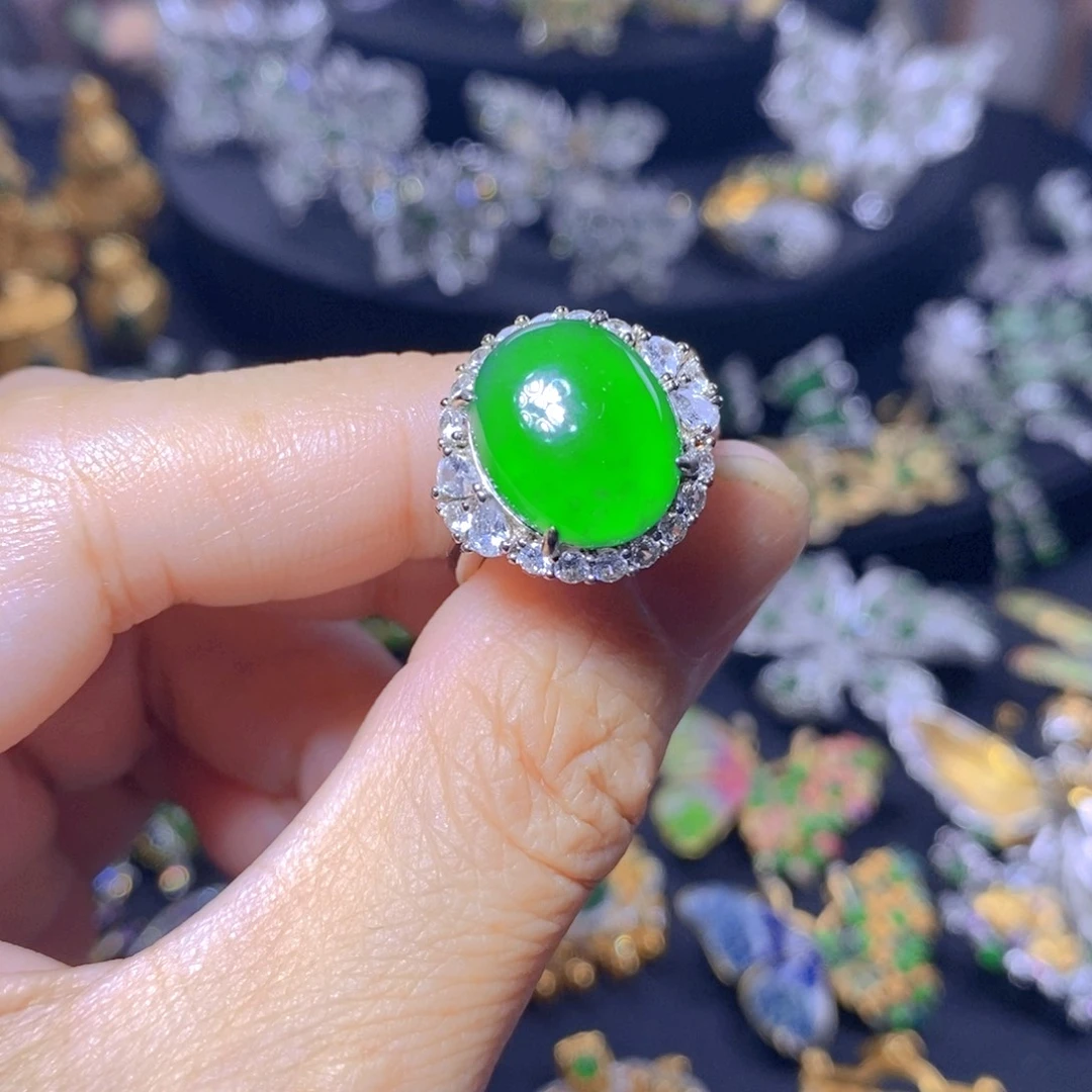 翡翠银S925镶嵌颈饰天然翡翠