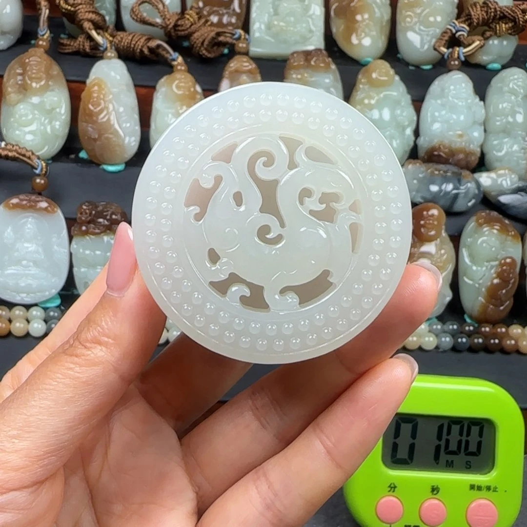 和田玉未镶嵌挂件简*