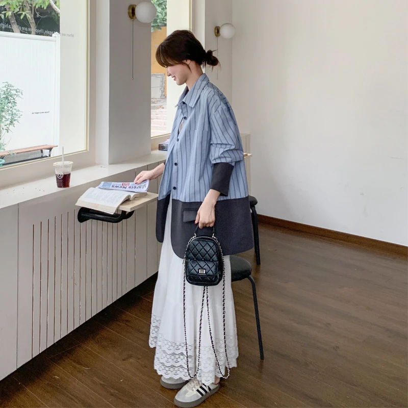 小众设计感外套女2025早春新款别致独特条纹撞色韩系松弛感短开衫