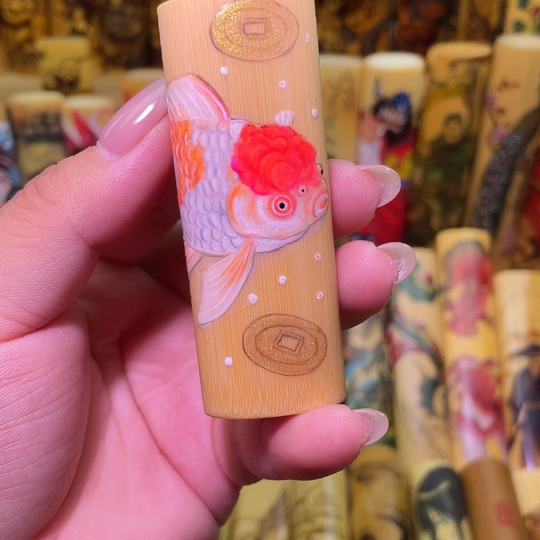 实心竹夜光重彩封釉金玉满堂