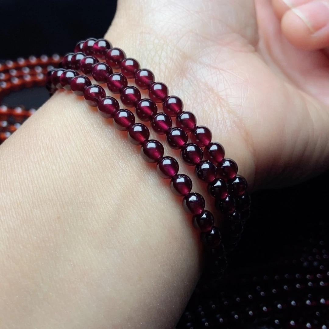 未镶嵌手链石榴石5酒红色