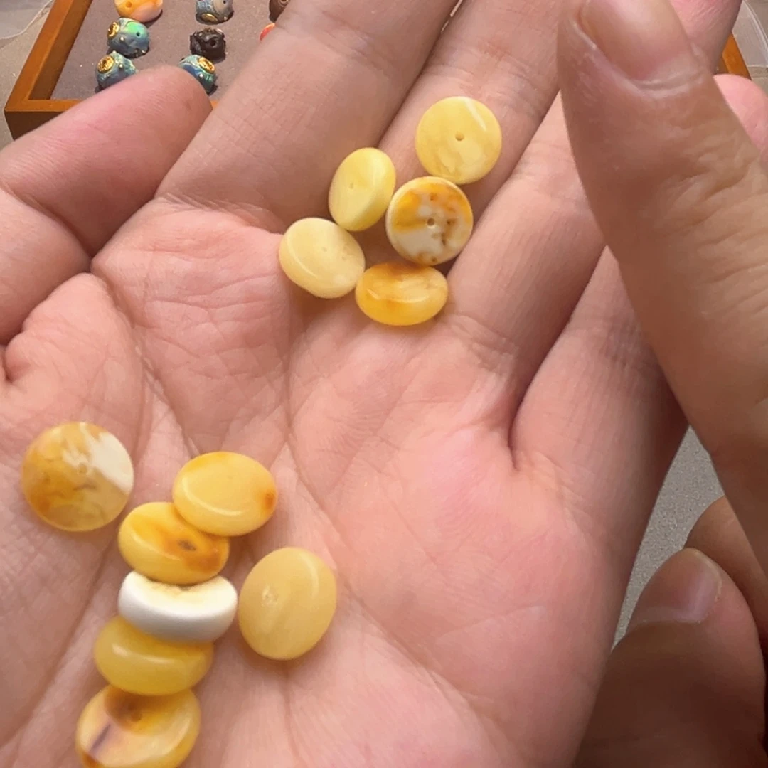 未镶嵌琥珀耳饰蜜蜡隔片尺寸10mm随机发5片