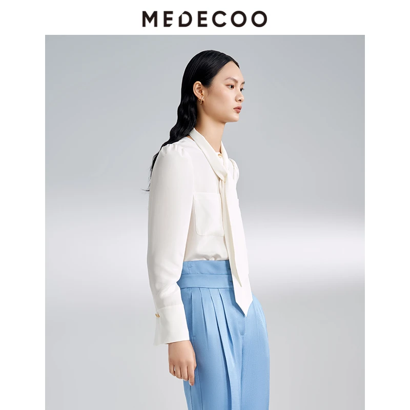 墨蒂珂【羊羊专属】圆领长袖衬衫领带衬衣C50202