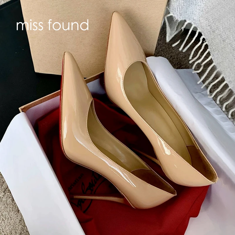 裸色高跟鞋女红底2025年新款洋气性感侧空漆皮气质单鞋爆款高级感