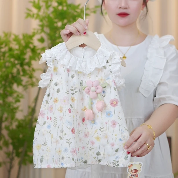 【直播专属】女宝夏薄款花朵哈衣新生爬服超萌可爱连体公主洋气外出