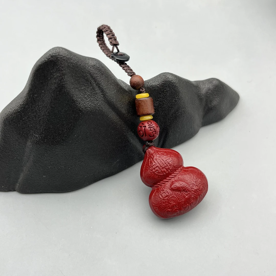 含辰砂工艺品ZC607-经典紫色雕刻葫芦钥匙扣