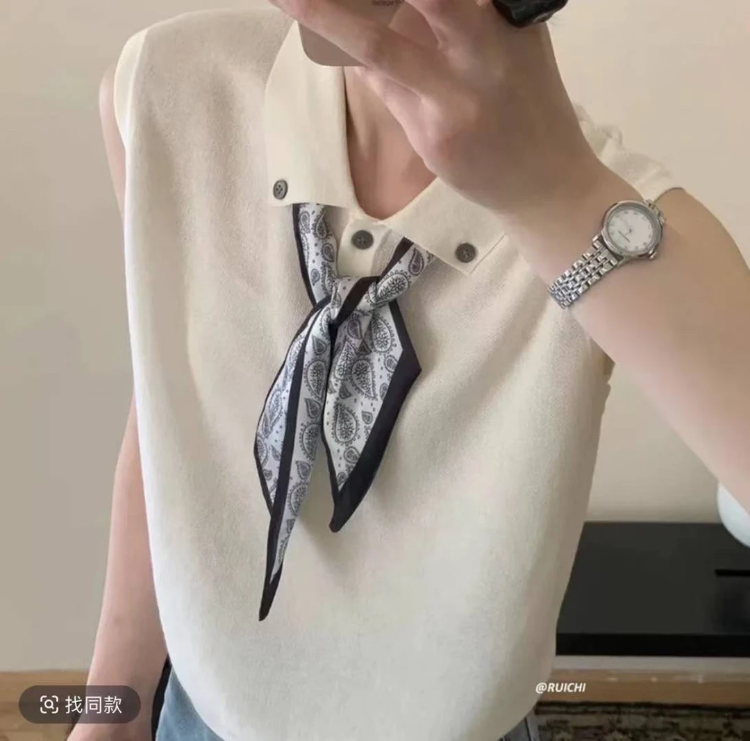 6291高奢款搭配丝巾针织衫简约时尚纯色上衣