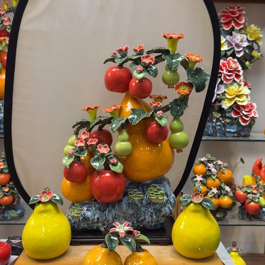 陶瓷福禄寿全送柚子橘子