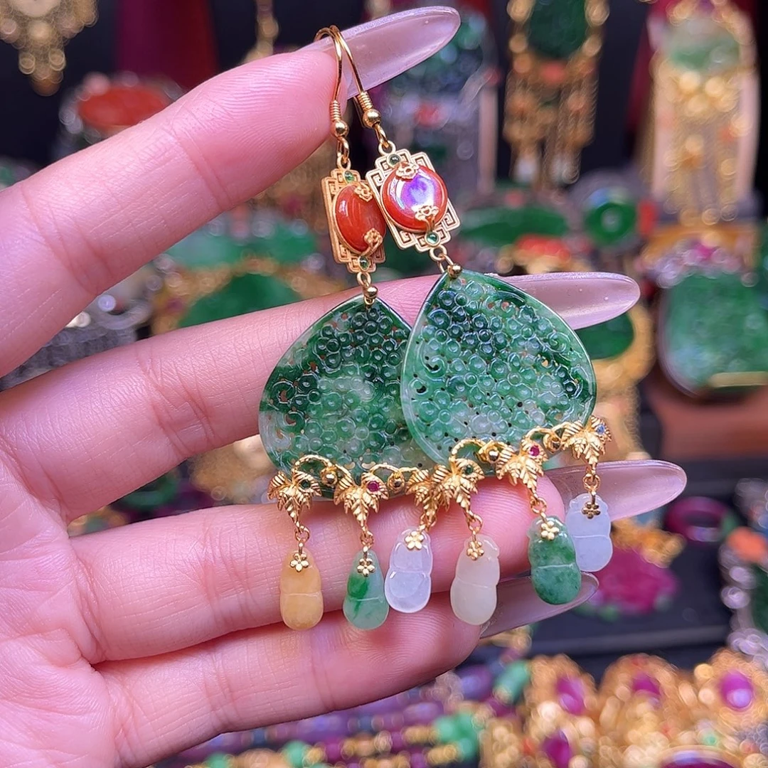 翡翠银S925镀金镶嵌吊坠(不含链)