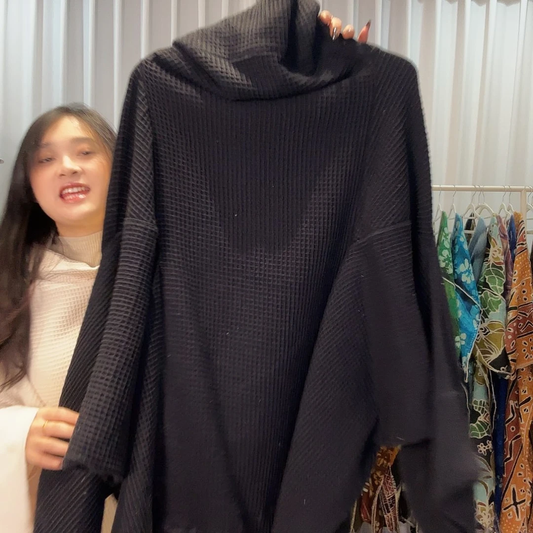 沉***影手工棉麻堆堆领上衣