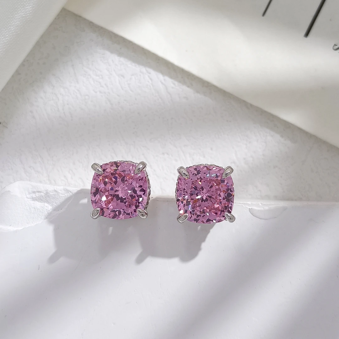 铜合金合成锆石耳饰 WFXLM-000078 【粉丽】 耳饰百搭时尚轻奢