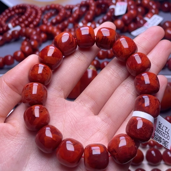 南红玛瑙未镶嵌其他典藏级 14mm瓦西爆肉妖孽火焰纹老型手串