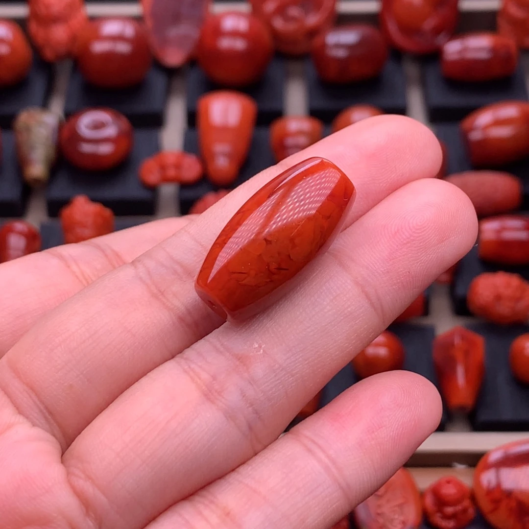 南红玛瑙未镶嵌川料原矿筒珠12.3mm