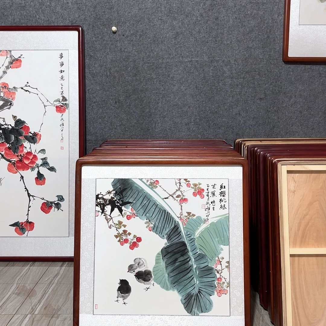 国画书画作品带框63×63