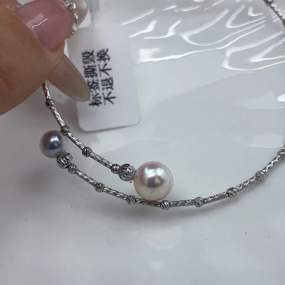 淡水珍珠银S925镶嵌颈饰