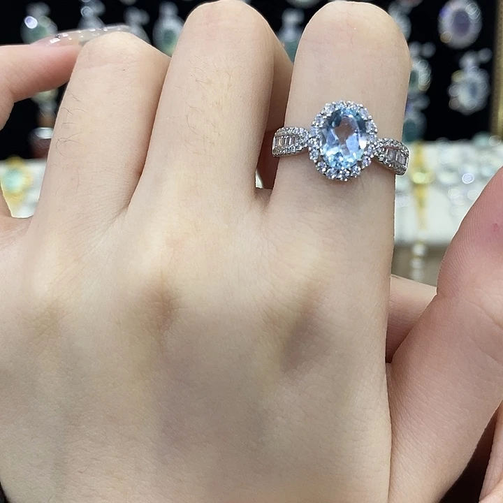 戒指托帕石银S925镶嵌