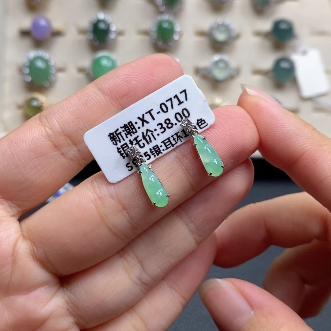 翡翠戒指银S925镶嵌戒指