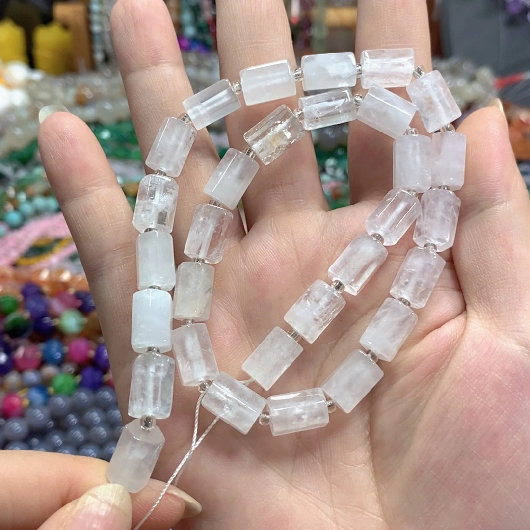 玛瑙/玉髓未镶嵌珠宝半成品白水晶柱子一条卡8*12mm