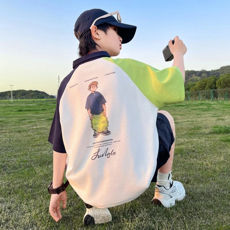 男童夏装短袖t恤2025新款儿童夏季polo衫棉上衣中大童夏款半袖T
