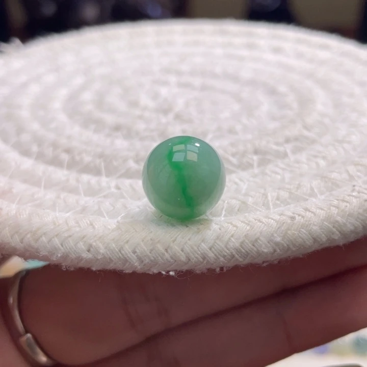 散珠翡翠特色飘金丝绿圆珠卡13mm