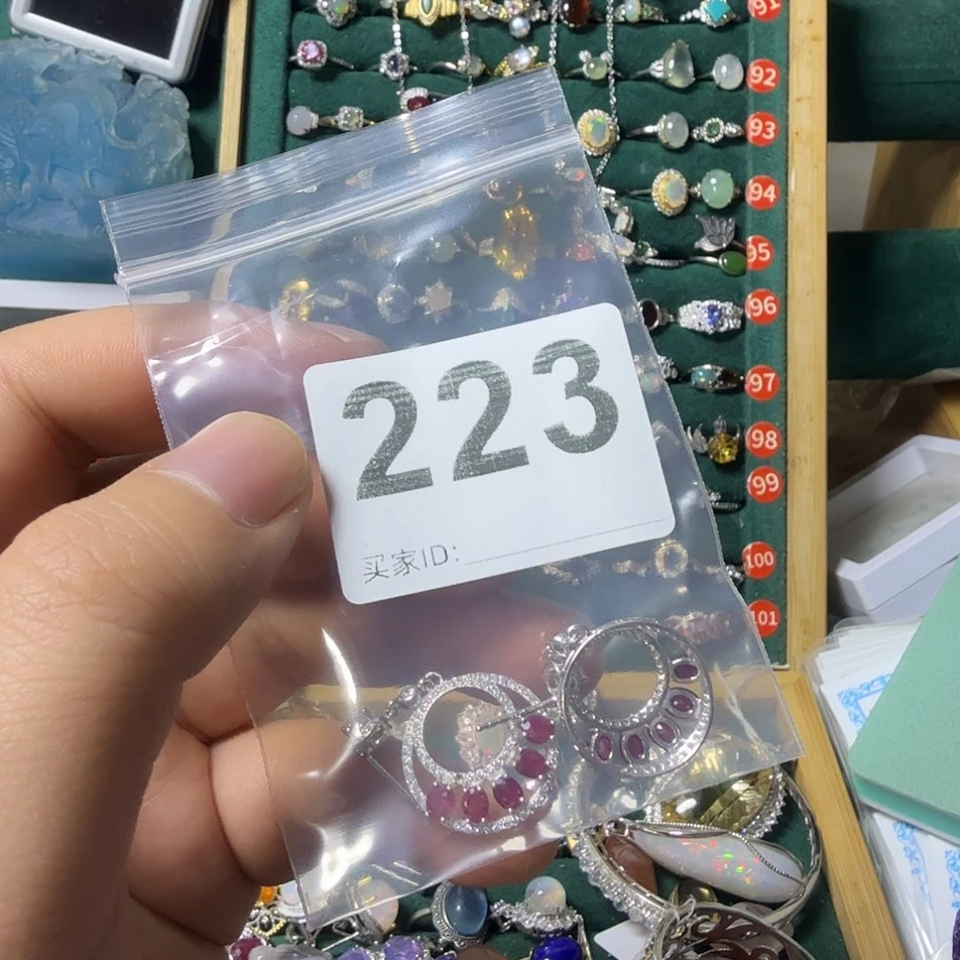 晚***情耳饰红宝石银S925镶嵌