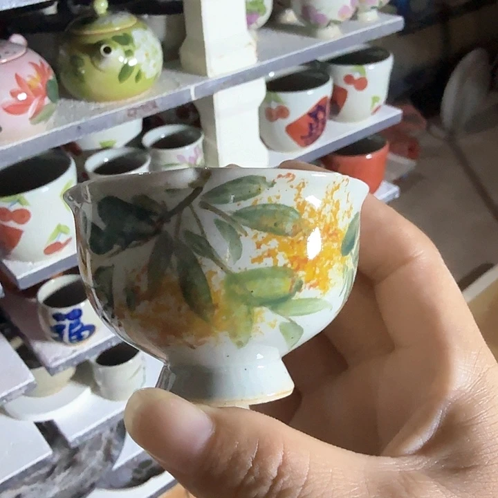 景德镇陶瓷手工手绘花口杯