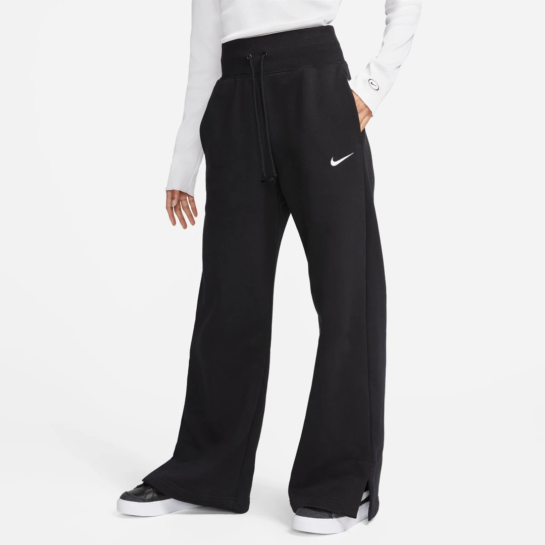 NIKE/耐克卫裤女舒适黑色直筒高腰长裤休闲裤宽松加绒DQ5616-010