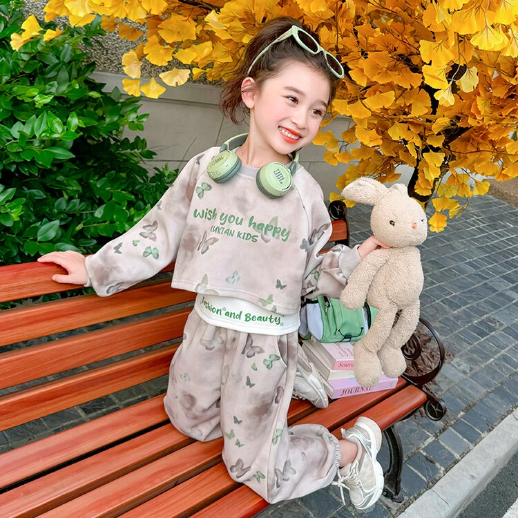 新款春秋女童套装三件套韩版夏季童装印花女童中小童儿童运动网红