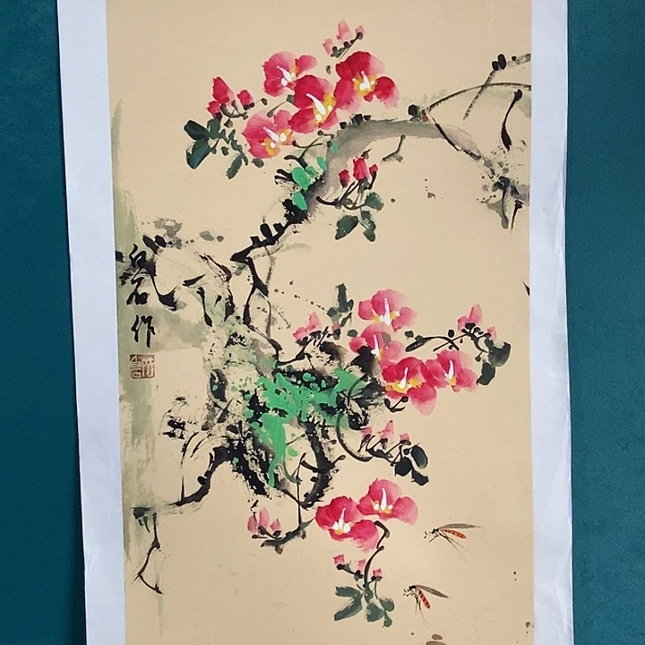 国画四尺四开 仿齐老 手绘花鸟