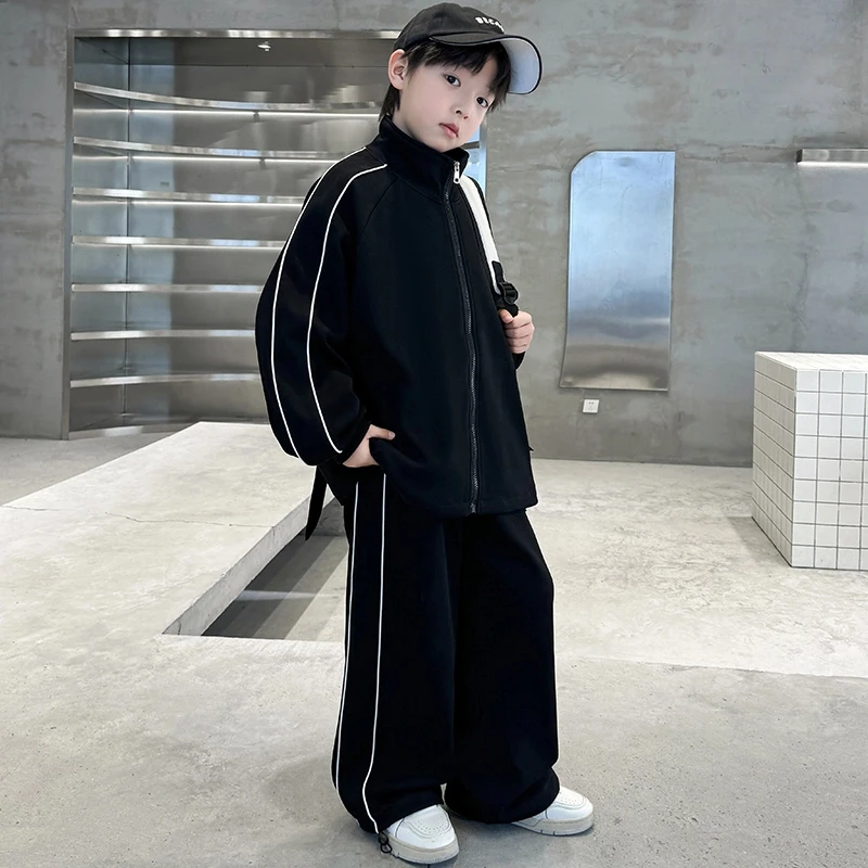 男大童春秋潮酷外套运动套装2025新款儿童男孩春季痞帅两件套衣服