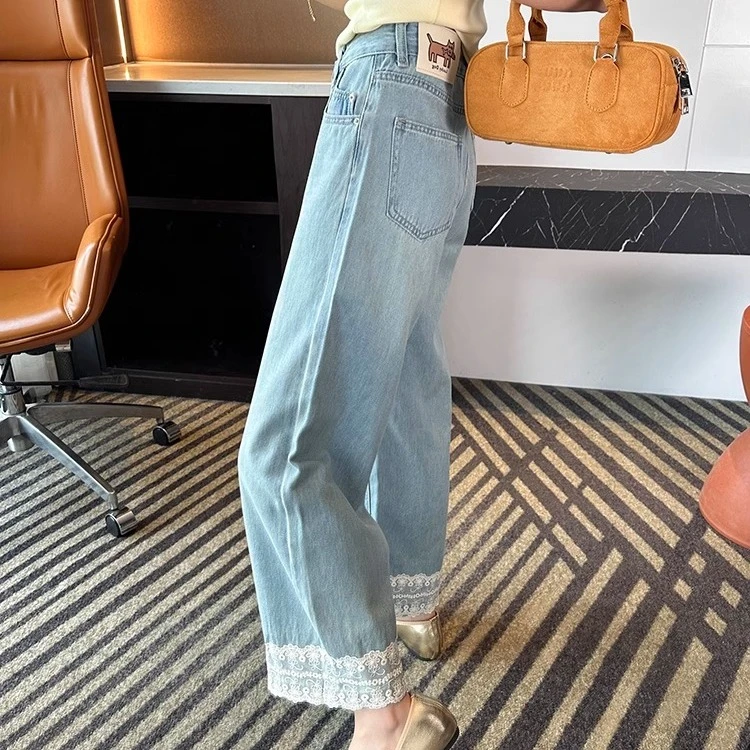 大码胖mm宽松裤高腰显瘦2025夏季新款设计感拼接显瘦九分阔腿裤子