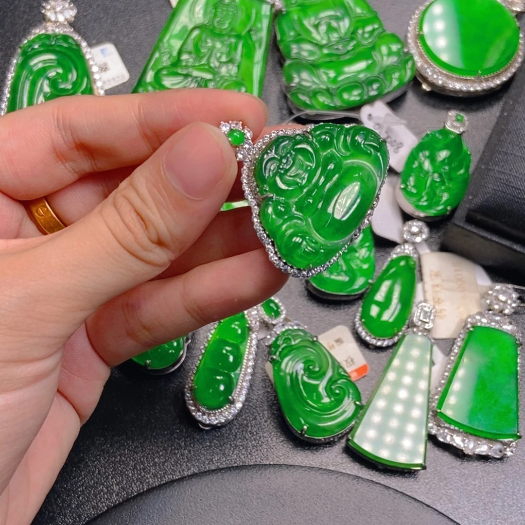 翡翠银S925镶嵌吊坠(不含链)