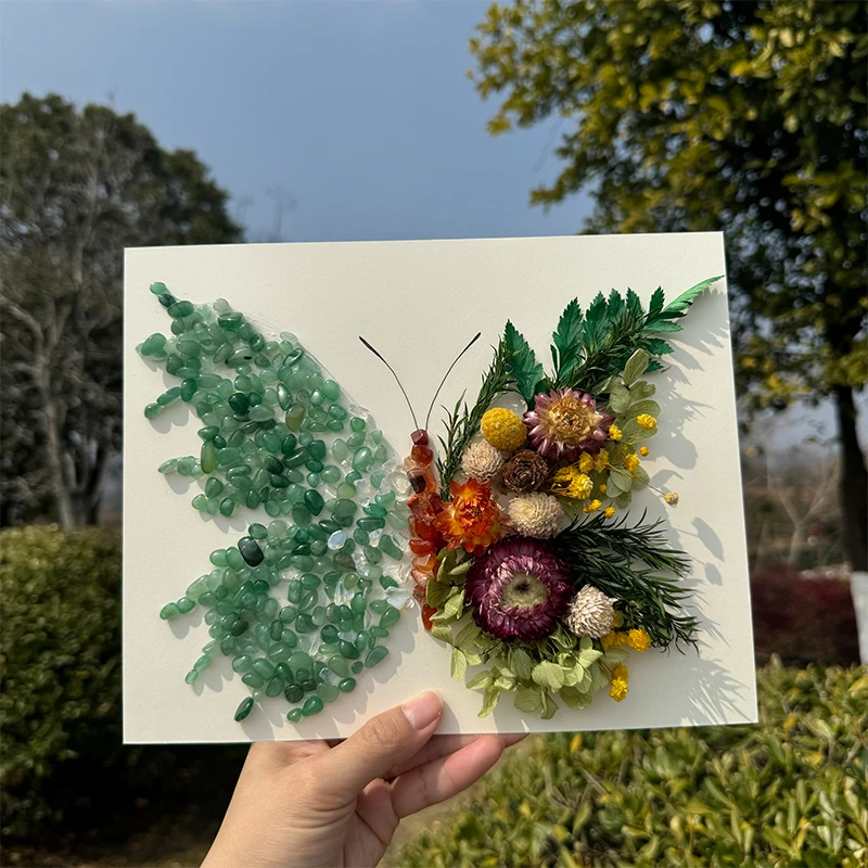 水晶干花蝴蝶diy相框材料送男女朋友闺蜜生日纪念日礼物成品