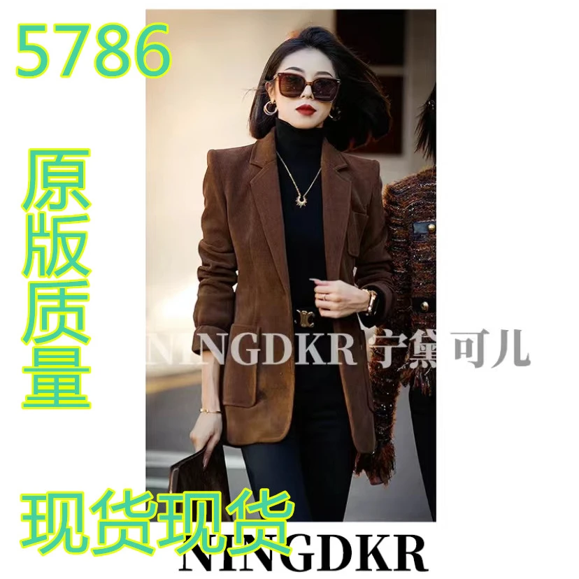 高级感复古气质显瘦百搭灯芯绒西装外套女休闲小西服
