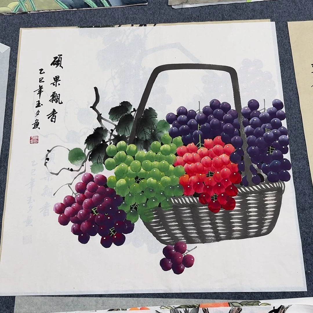 国画四尺斗方70X70纯手绘作品