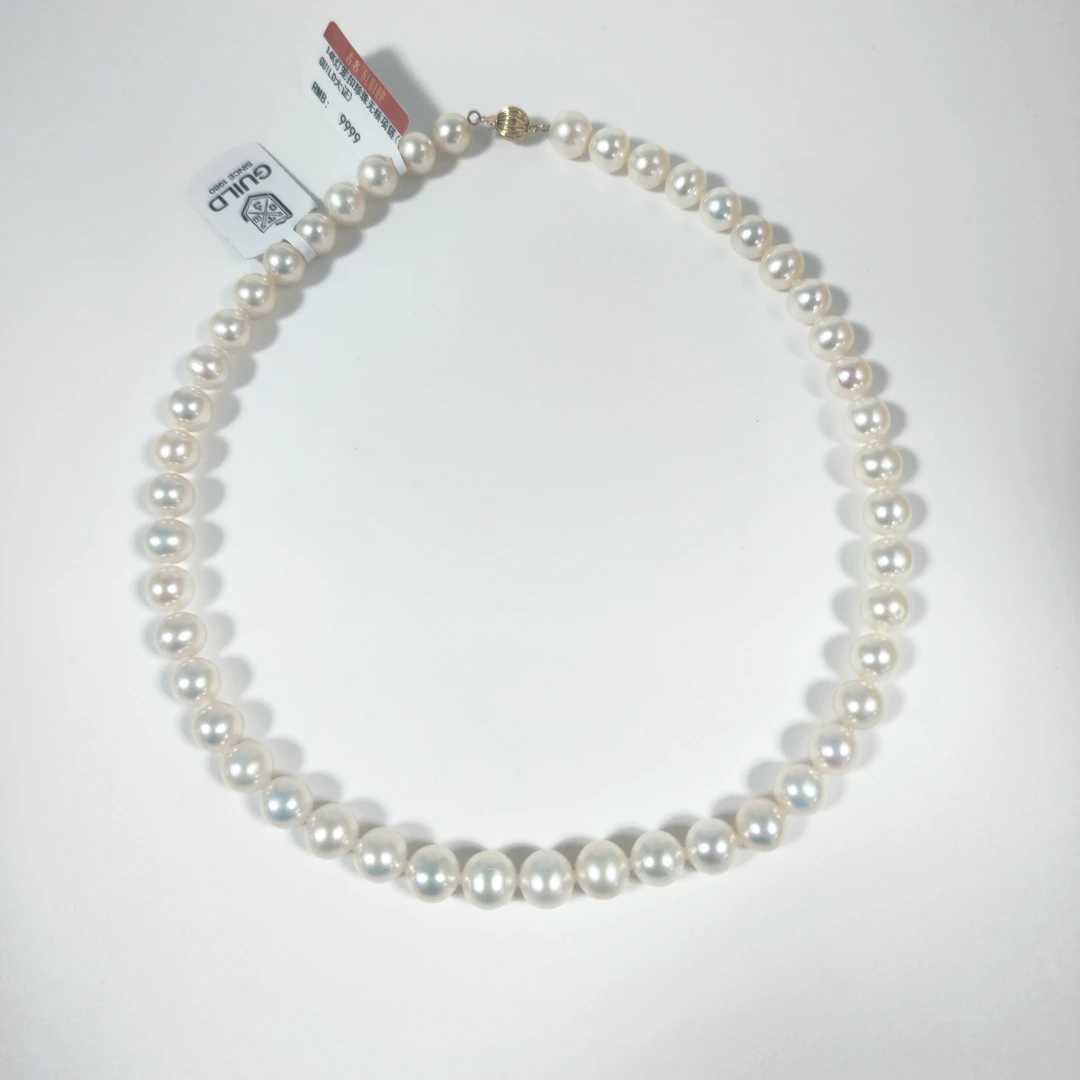 Gloire/古名14K金天然淡水珍珠项链9-10MM 带GUILD大证 Z1338