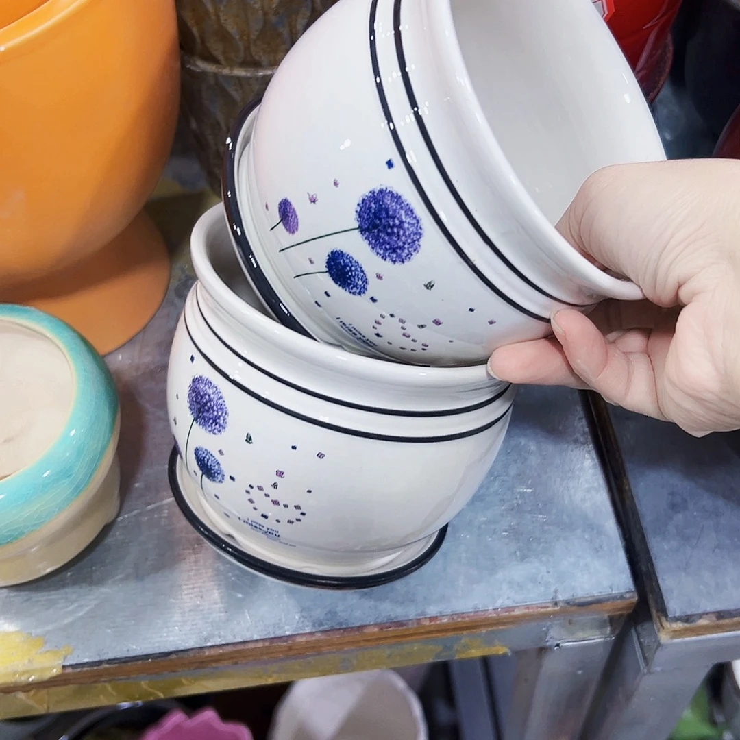 有孔外贸尾单陶瓷花盆凑单10米包邮