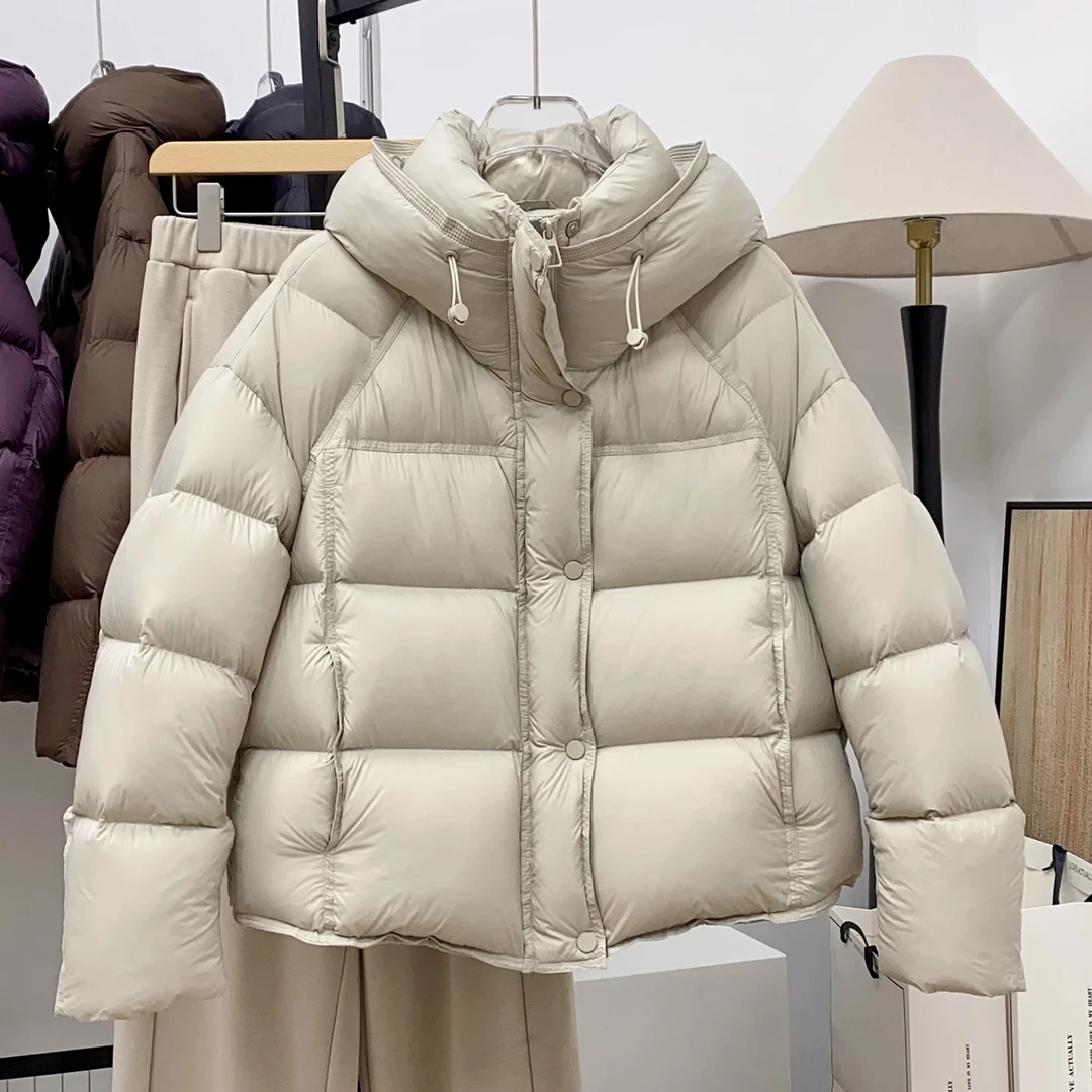 反季 软糯泡芙羽绒服女短款新款优质白鸭绒宽松加厚面包服外套