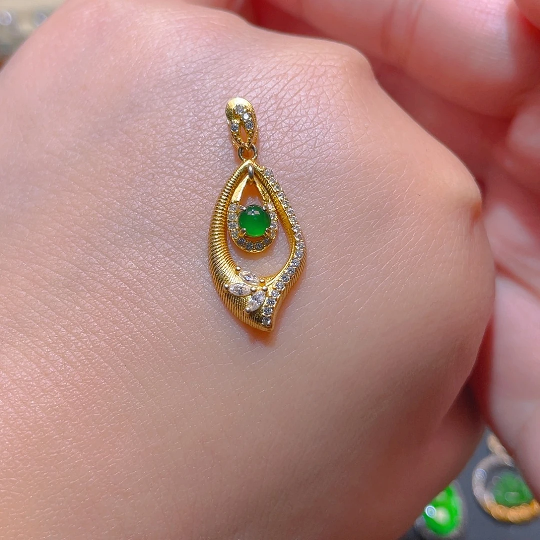 翡翠银S925镶嵌吊坠(不含链)