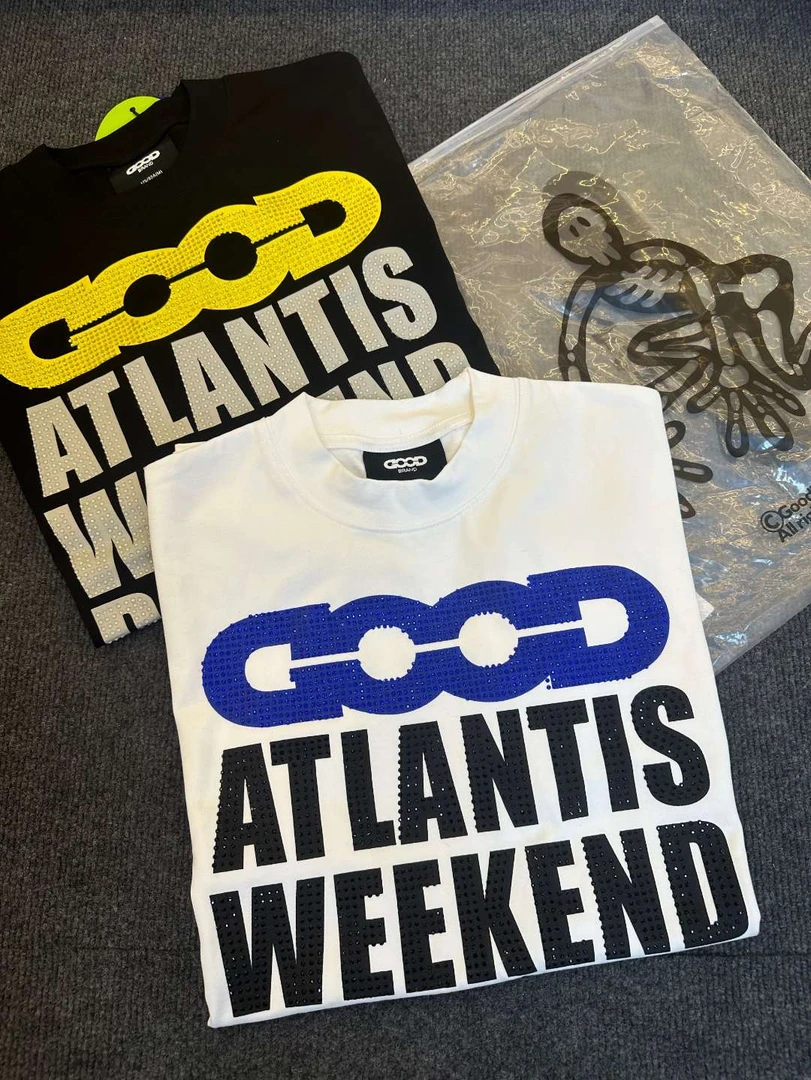 GD新款2025SS纯色字母满印彩钻标语短袖T恤男女情侣同款潮流时尚