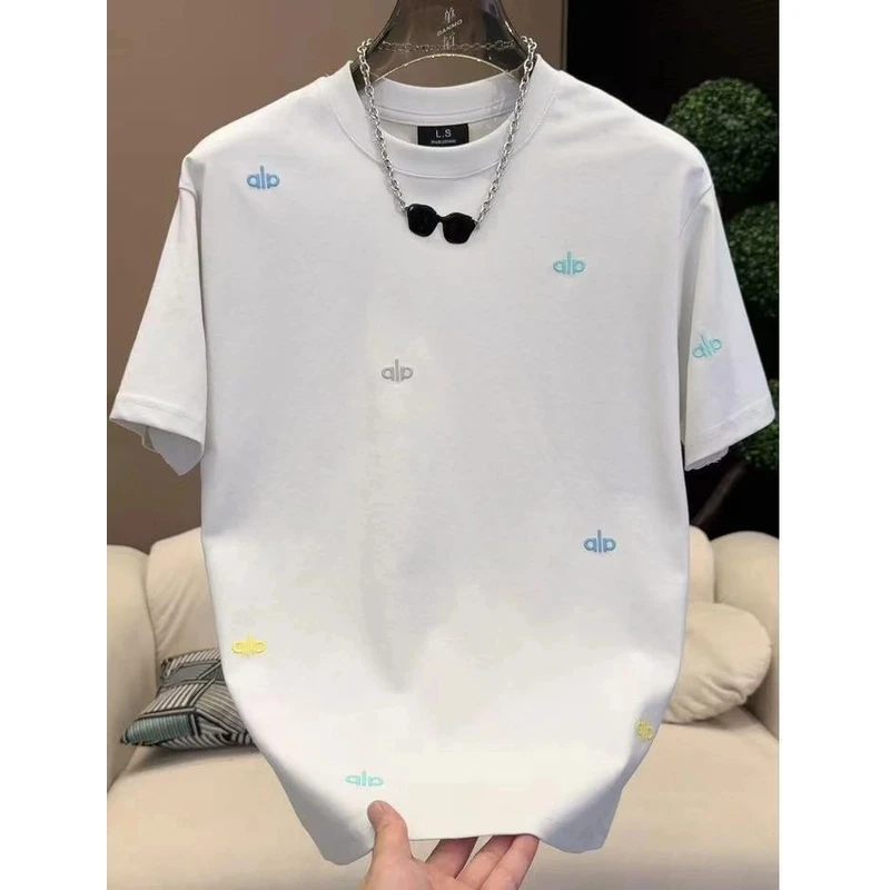 2025夏季新款男士短袖T恤轻奢高级感字母刺绣休闲半袖