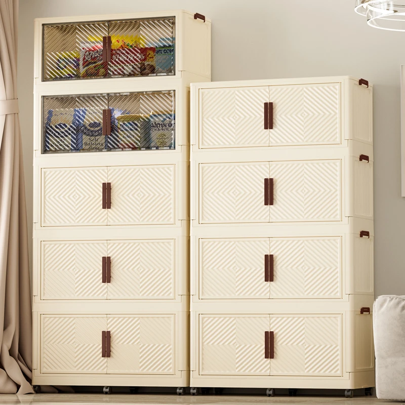 【85超巨霸】免安装双开门透明家用储物柜客厅整理柜简易收纳