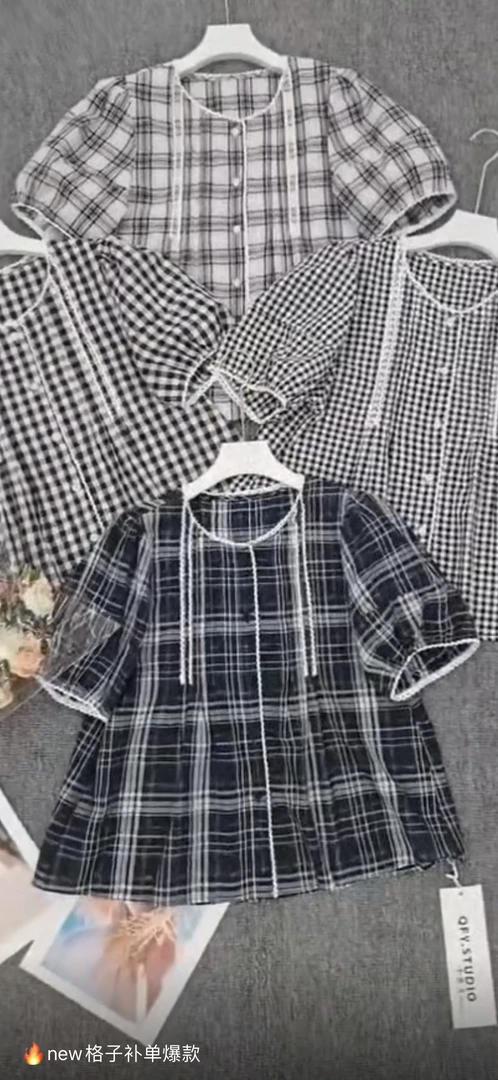 2025 新款夏季超薄透气格子小衫