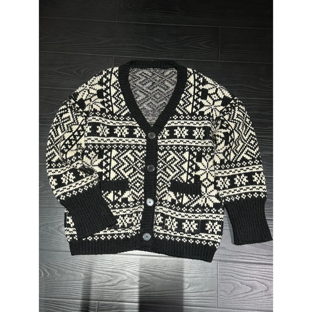 【雾都黎明】高级复古提花百搭毛衣针织重磅冬季设计感宽松黑色舒适