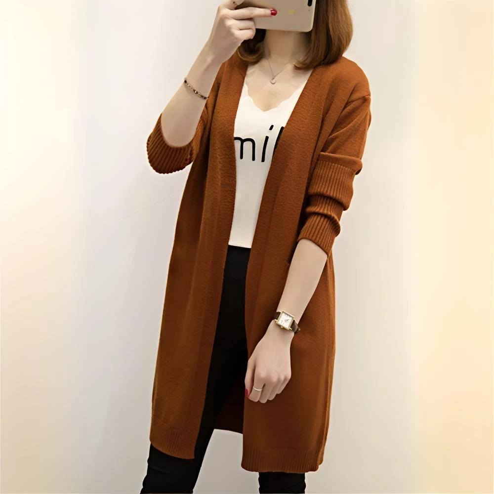 2025春季新款韩版中长款长袖开衫女上衣宽松休闲时尚外套春秋显瘦