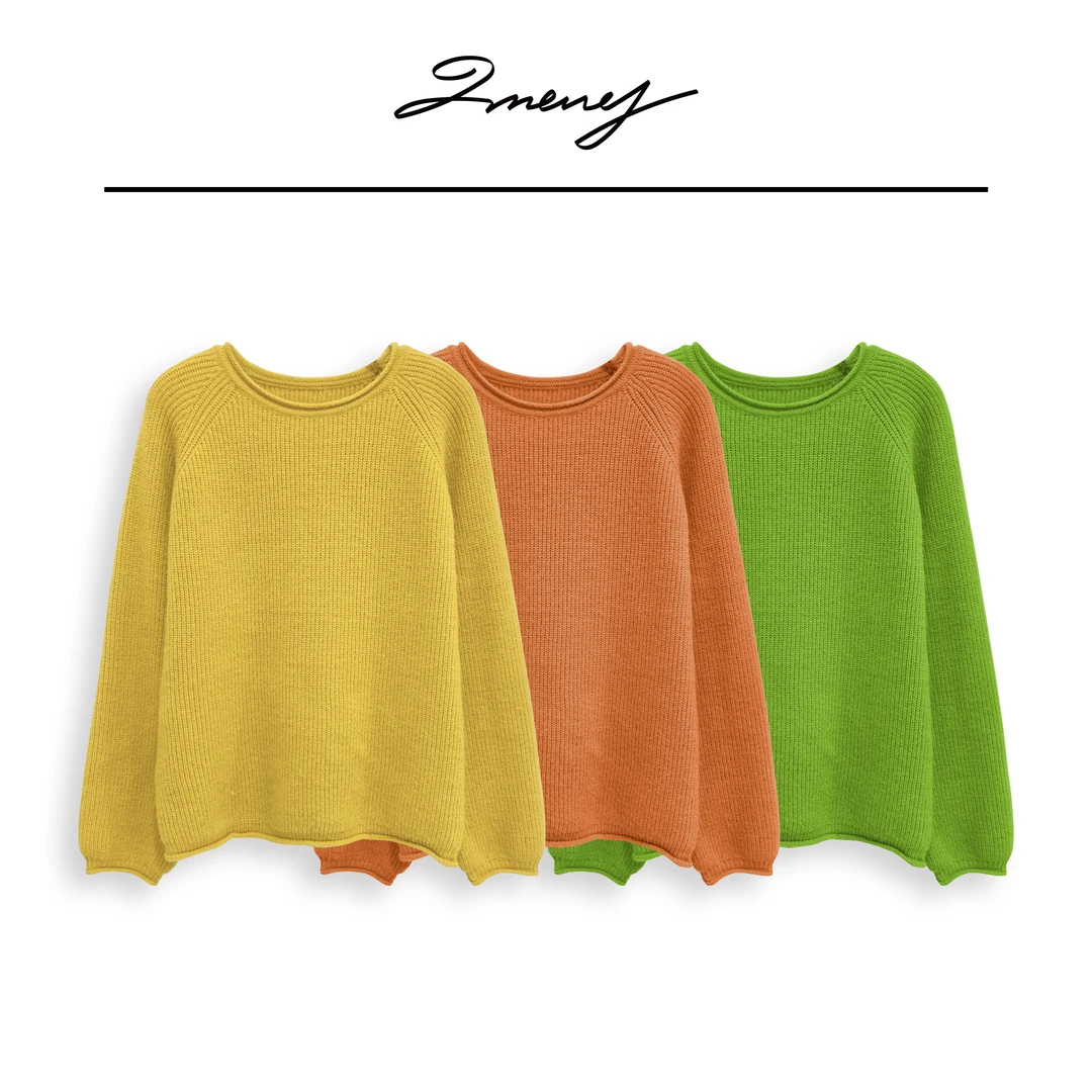 LMENY【清】调色盘针织~卷边圆领针织衫套头毛衣24CM045