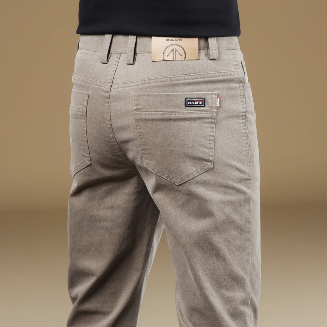 香港高端商务休闲裤男秋冬款修身直筒纯棉裤子男士百搭弹力西装裤